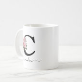 Mug Initiale C Roses Roses Florales Fleurs Monogramme (Devant gauche)