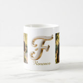 Mug Initiale cursive luxe or blanc F + 2 PHOTO (Centre)