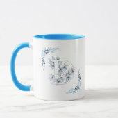 Mug Initiale "D" Blue Monogram Calme Floral Café (Gauche)