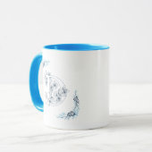 Mug Initiale "D" Blue Monogram Calme Floral Café (Devant gauche)