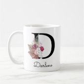 Mug Initiale D florale rose moderne (Gauche)