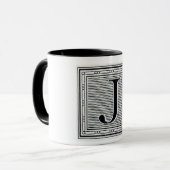 Mug Initiale de bois de graveur de gravure sur bois en (Devant gauche)