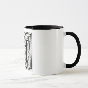 Mug Initiale de bois de graveur de gravure sur bois en