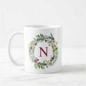 Mug Initiale de monogramme à couronne florale de Bourg (Gauche)
