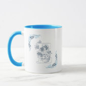 Mug Initiale "E" Blue Monogram Calme Floral Café (Gauche)