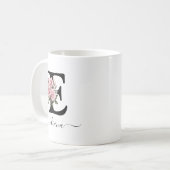 Mug Initiale E Roses Roses Fleuris Fleurs Monogramme N (Devant gauche)