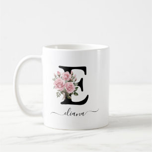 Mug Initiale E Roses Roses Fleuris Fleurs Monogramme N