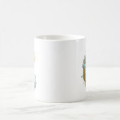 Mug Initiale en or C avec feuillage floral bleu (Centre)