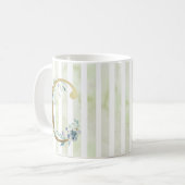 Mug Initiale en or C sur bandes bleues et blanches (Devant gauche)