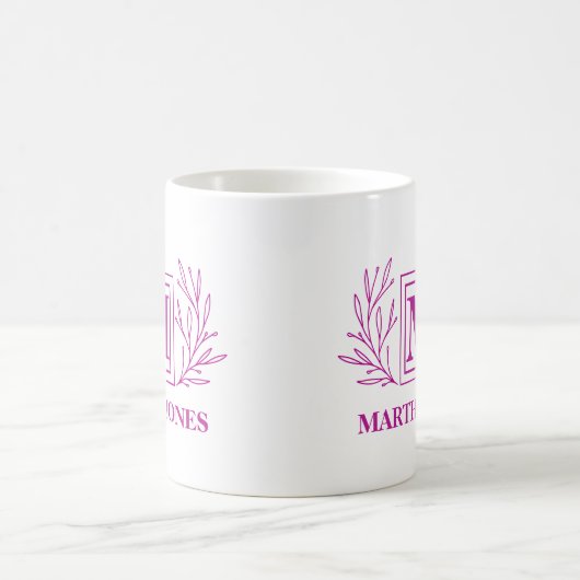 Mug Initiale et nom Monogramme Plum de café moderne (Centre)