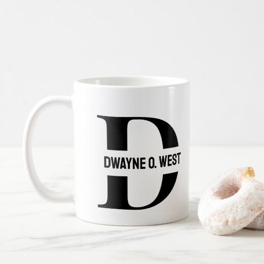 Mug Initiale et nom Personnalisé Monogramme (Avec donut)