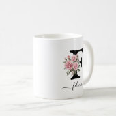 Mug Initiale F Roses Roses Florales Fleurs Monogramme (Devant droit)