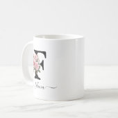 Mug Initiale F Roses Roses Florales Fleurs Monogramme (Devant gauche)