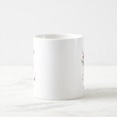 Mug Initiale Florale E Roses Rouges Clair Editable Nom (Centre)