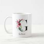 Mug Initiale Florale G Roses Roses Éditable (Gauche)