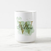 Mug Initiale florale verte personnalisée (Centre)
