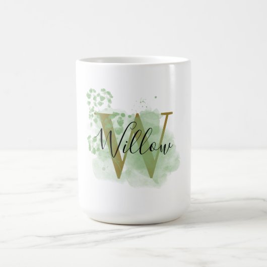 Mug Initiale florale verte personnalisée (Centre)