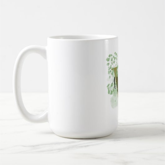 Mug Initiale florale verte personnalisée (Gauche)