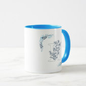 Mug Initiale "H" Blue Monogram Calme Floral Café (Devant droit)