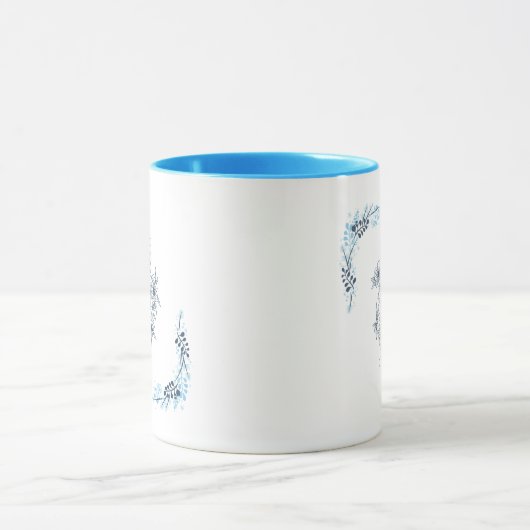 Mug Initiale "J" Blue Monogram Calme Floral Café (Centre)