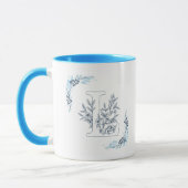 Mug Initiale "L" Blue Monogram Calme Floral Café (Gauche)