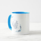 Mug Initiale "L" Blue Monogram Calme Floral Café (Devant gauche)