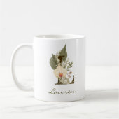 Mug Initiale L Boho Floral Orchid Green Nom personnali (Gauche)