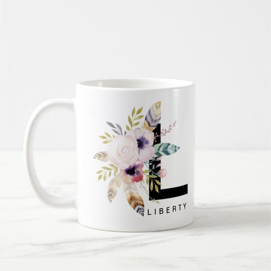 Mug Initiale "L" couleur pour aquarelle de Boho de (Gauche)