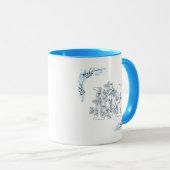 Mug Initiale "M" Blue Monogram Calme Floral Café (Devant droit)