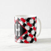 Mug Initiale Monogramme Classique Décoratif Rouge et N (Devant droit)