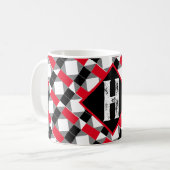 Mug Initiale Monogramme Classique Décoratif Rouge et N (Devant gauche)