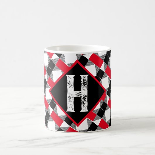 Mug Initiale Monogramme Classique Décoratif Rouge et N (Centre)