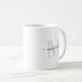 Mug Initiale Monogrammée Élégant Nom Manuscrit (Devant droit)