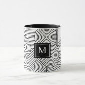 Mug Initiale monogrammée noir et blanc moderne du mili (Centre)