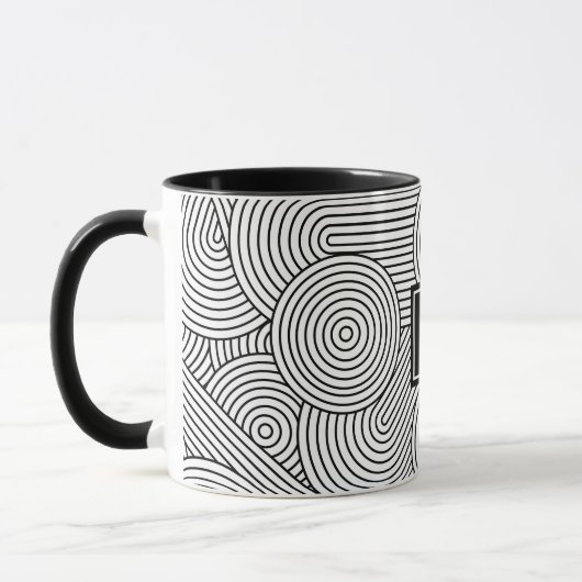 Mug Initiale monogrammée noir et blanc moderne du mili (Gauche)