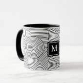 Mug Initiale monogrammée noir et blanc moderne du mili (Devant gauche)