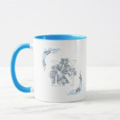 Mug Initiale "N" Blue Monogram Calme Floral Café (Gauche)