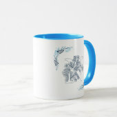 Mug Initiale "N" Blue Monogram Calme Floral Café (Devant droit)
