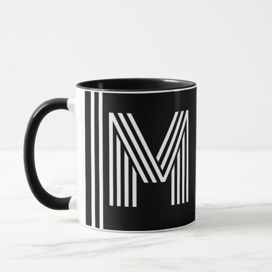 Mug Initiale & Nom personnalisés | Monogramme noir mod (Gauche)