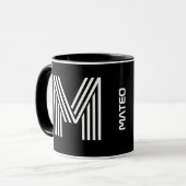 Mug Initiale & Nom personnalisés | Monogramme noir mod (Devant gauche)