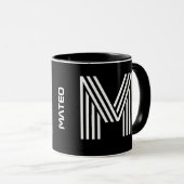 Mug Initiale & Nom personnalisés | Monogramme noir mod (Devant droit)