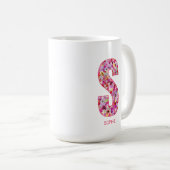 Mug Initiale personnalisée | Lettre florale Monogramme (Devant droit)