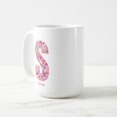 Mug Initiale personnalisée | Lettre florale Monogramme (Devant gauche)
