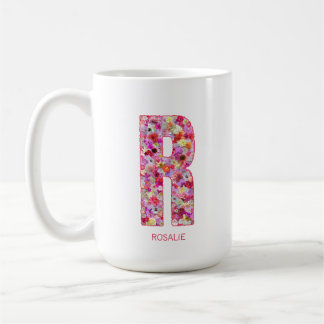 Mug Initiale personnalisée | Lettre florale R Monogram