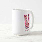 Mug Initiale personnalisée | Lettre florale V Monogram (Devant droit)