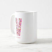 Mug Initiale personnalisée | Lettre florale V Monogram (Devant gauche)