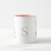 Mug Initiale Poignée Rose pour Amoureux des Livres (Centre)