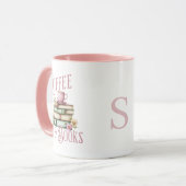 Mug Initiale Poignée Rose pour Amoureux des Livres (Devant gauche)