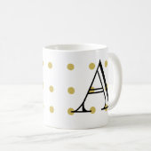 Mug Initiale, point de polka or, tendance, moderne, (Devant droit)