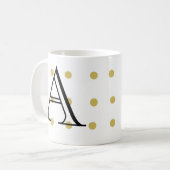 Mug Initiale, point de polka or, tendance, moderne, (Devant gauche)